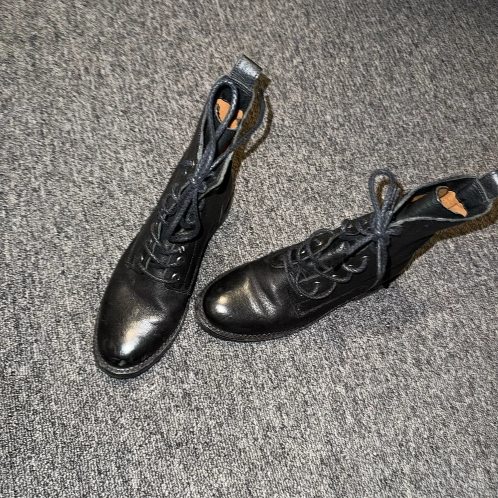 FRYE Veronica Flex Combat In Black Leather - Picture 4 of 7